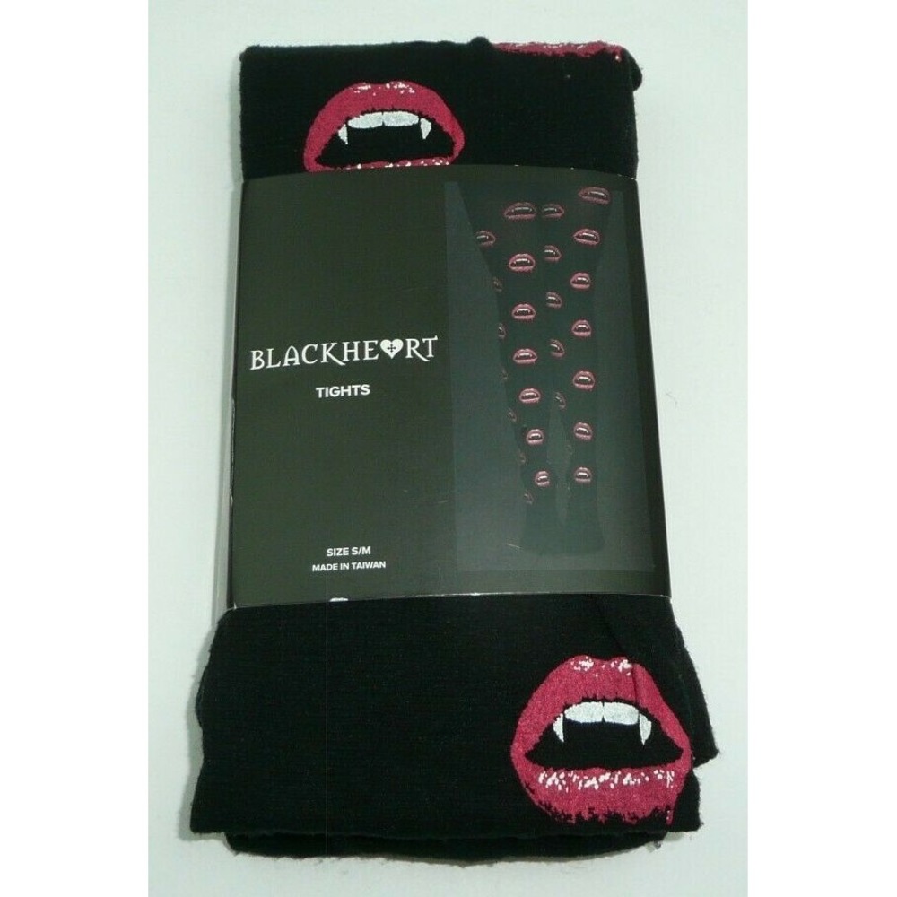 SIZE S/M - Vampire Teeth Tights by Blackheart Fang Lip Rocky Horror Picture Show